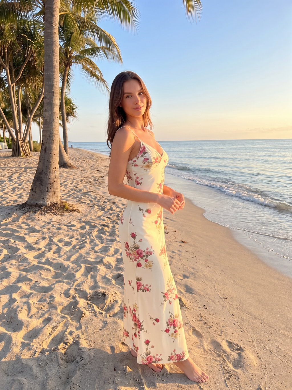 Palmer | Rose Print V-Neck Slip Maxi Dress