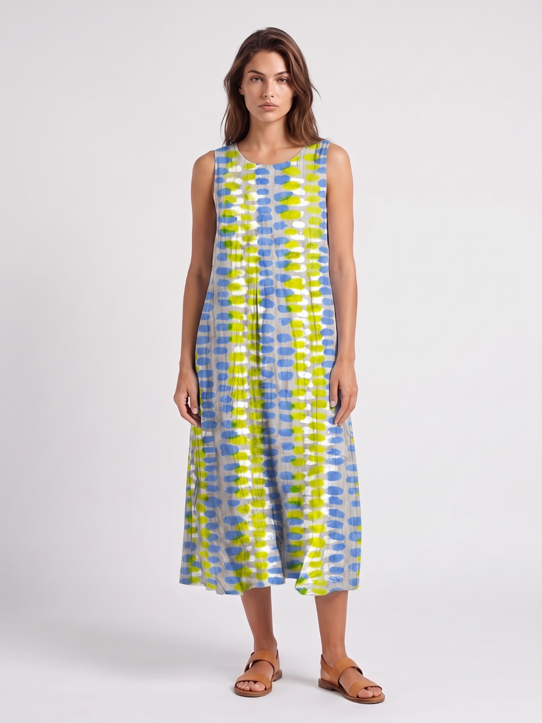 Addison | Striped Round Neck A-Line Midi Dress