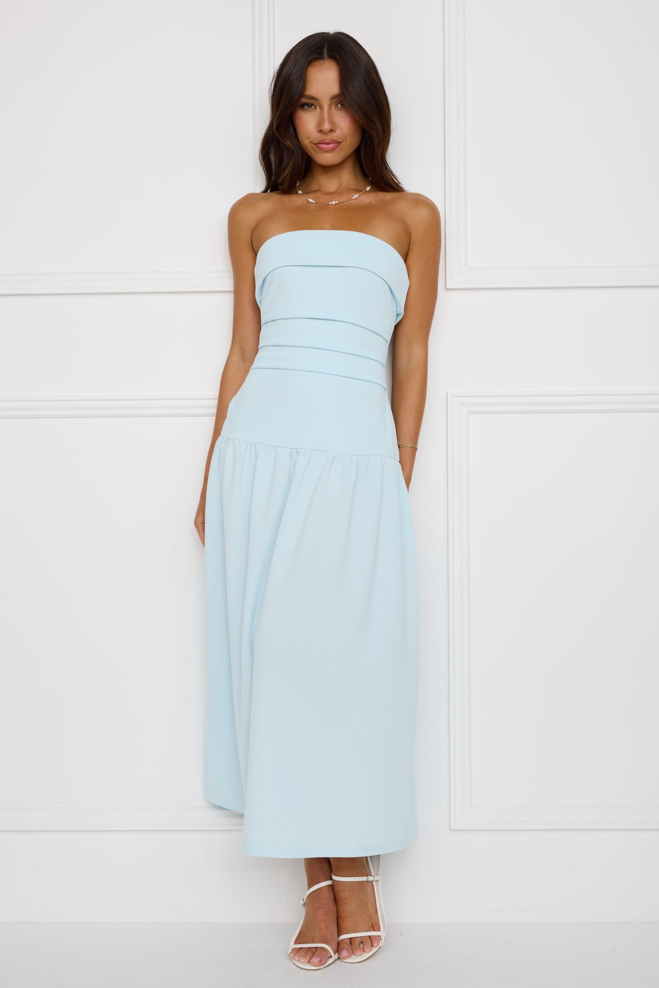 Kayla | Cotton Strapless Midi Dress