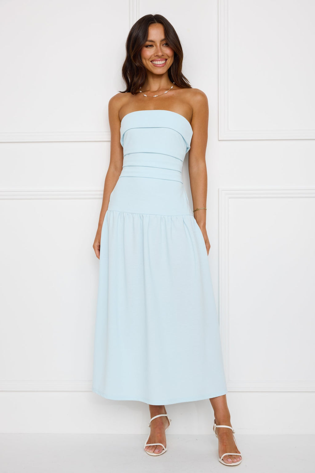 Kayla | Cotton Strapless Midi Dress