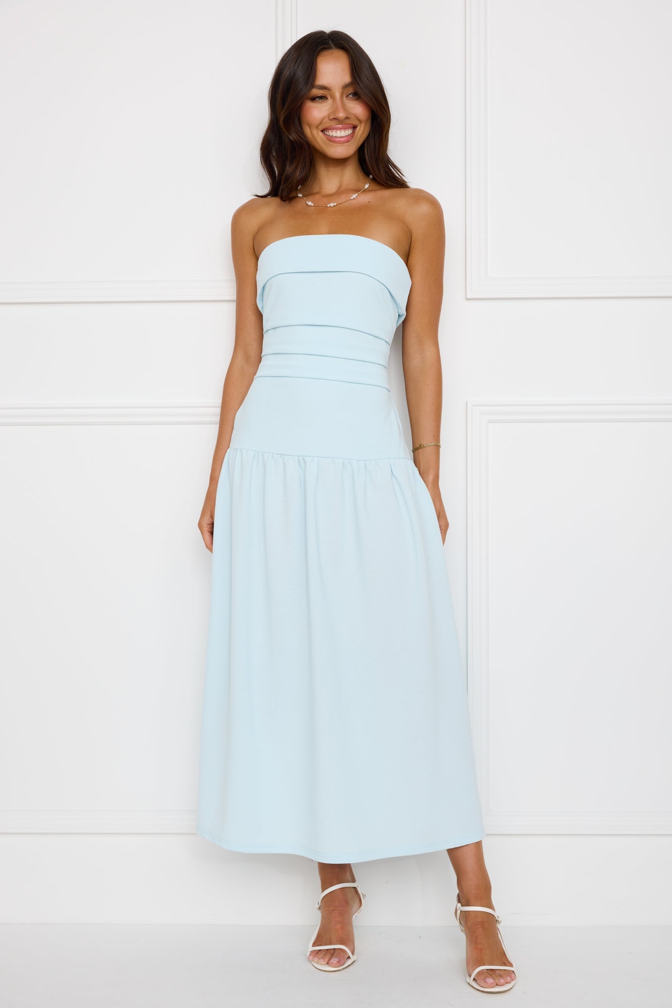 Kayla | Cotton Strapless Midi Dress