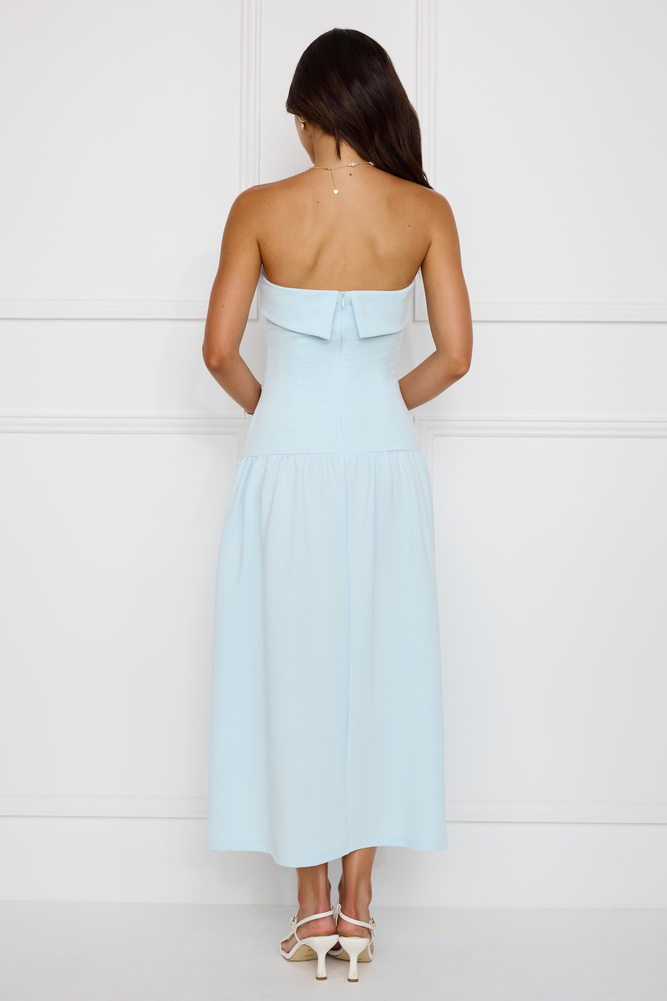 Kayla | Cotton Strapless Midi Dress