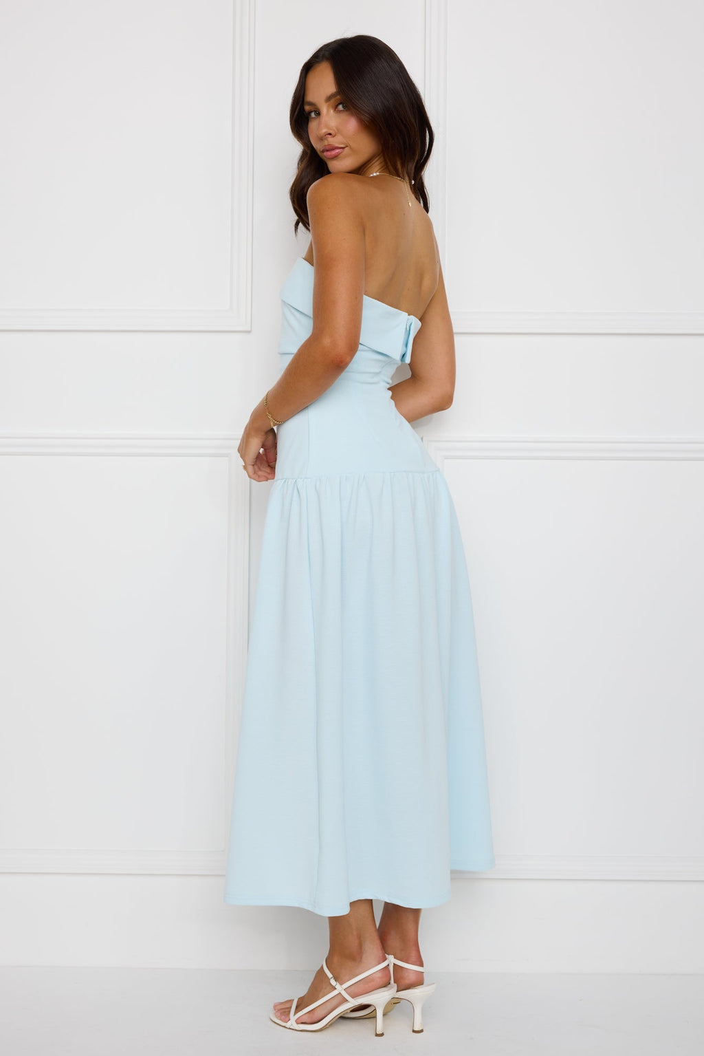Kayla | Cotton Strapless Midi Dress