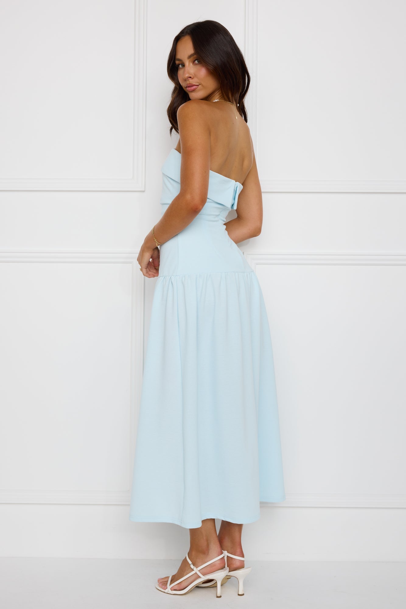 Kayla | Cotton Strapless Midi Dress