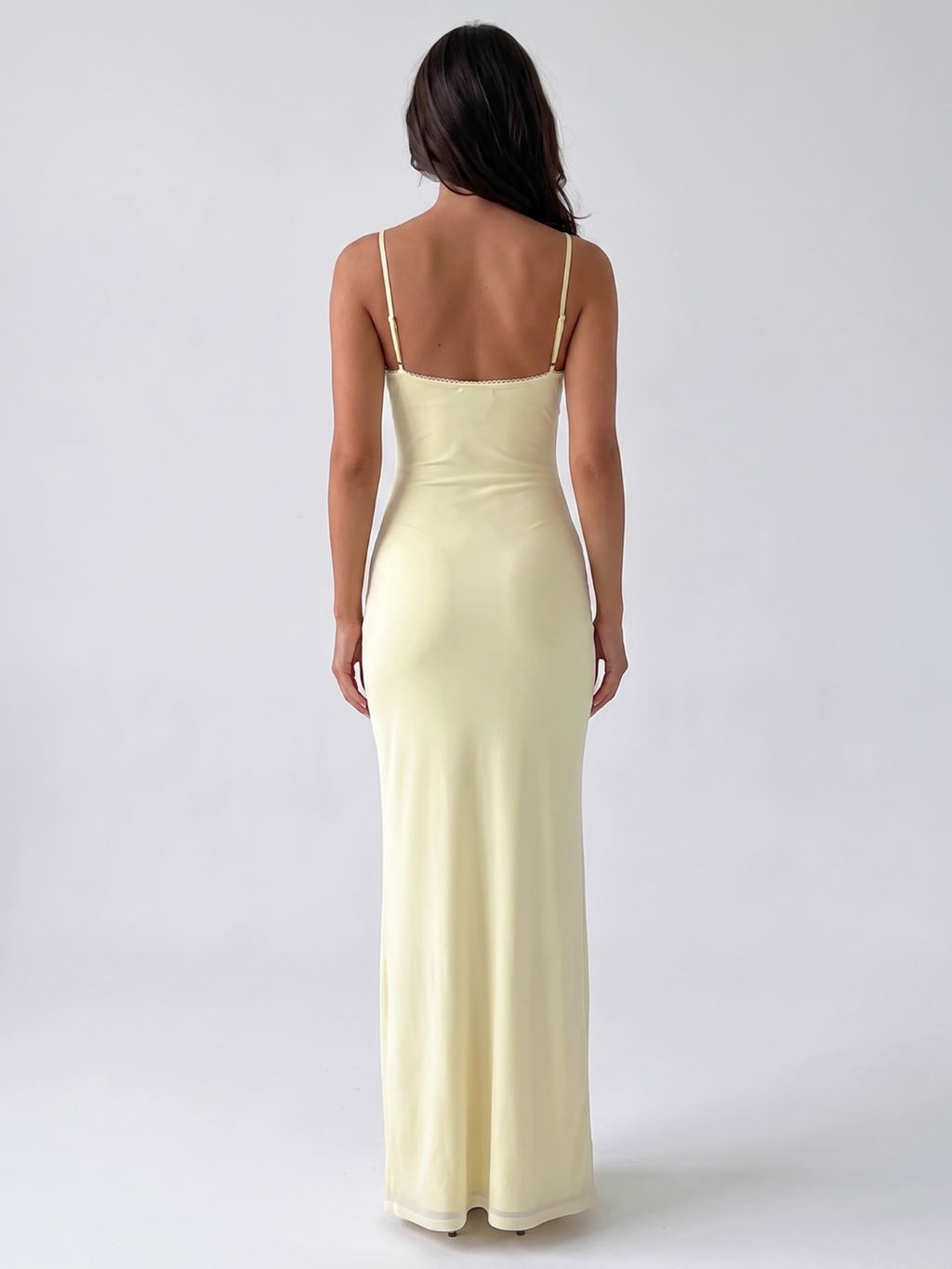 Gracie | V-Neck Picot Trim Slip Maxi Dress
