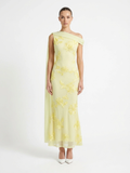 HADASSAH Women's Sleeveless Floral Appliqué Maxi Dress