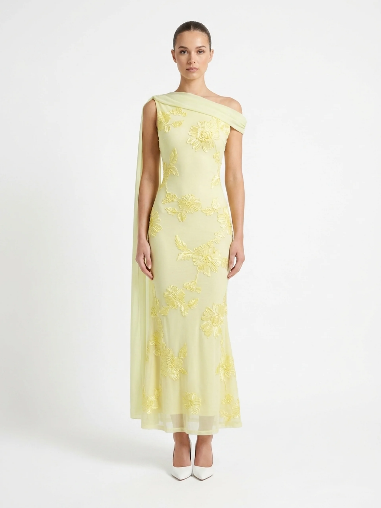 HADASSAH Women's Sleeveless Floral Appliqué Maxi Dress