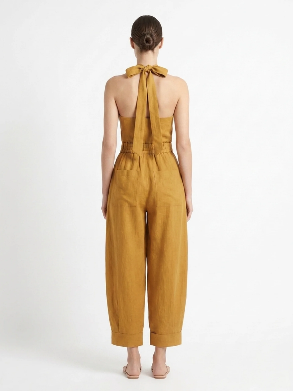 JOLENE Women's Halter Crossover Wide-Leg Jumpsuit