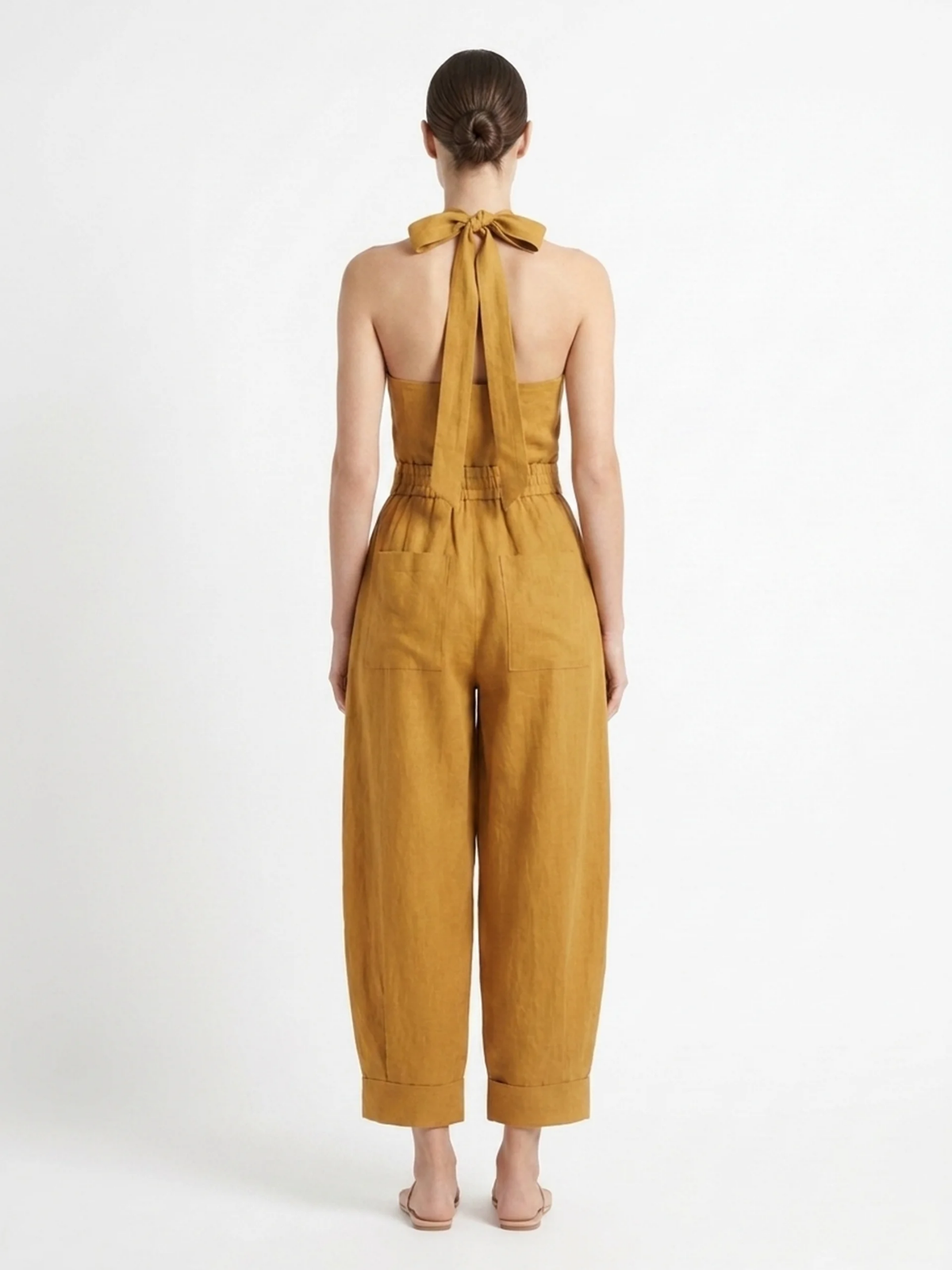 JOLENE Women's Halter Crossover Wide-Leg Jumpsuit