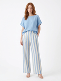 LORELEI Women's Short Sleeve Top and Striped Wide Leg Trouser Set