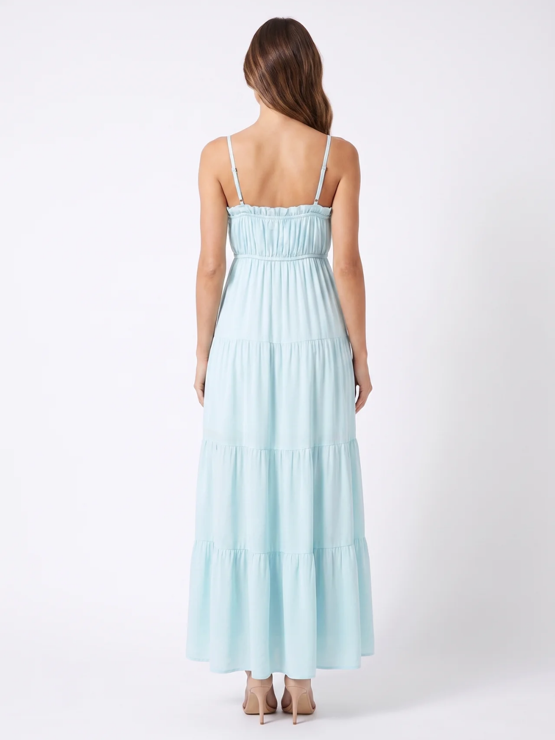 Gianna | Frill Trim Cinched Waist Tiered Maxi Dress