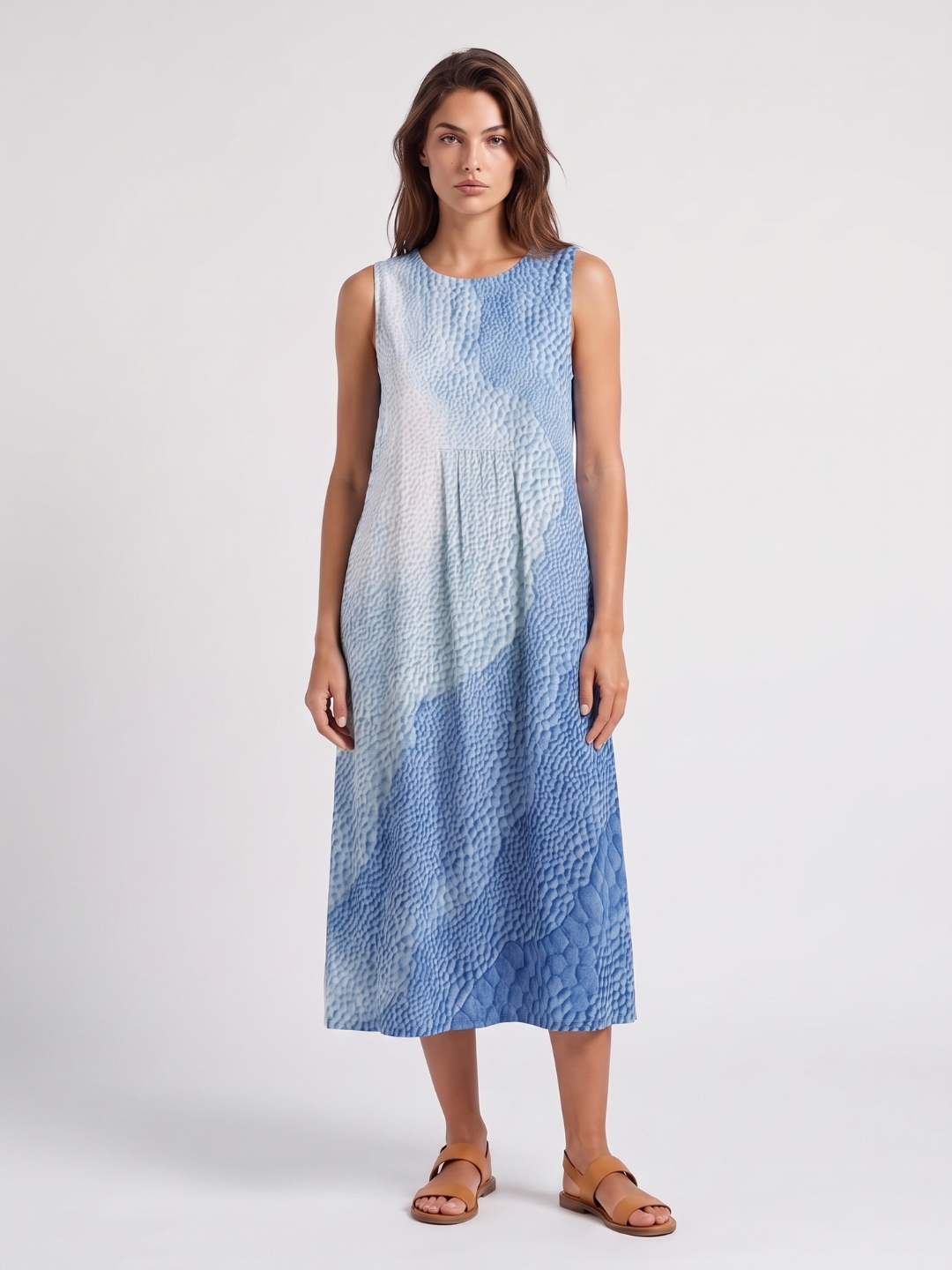 Addison | Striped Round Neck A-Line Midi Dress