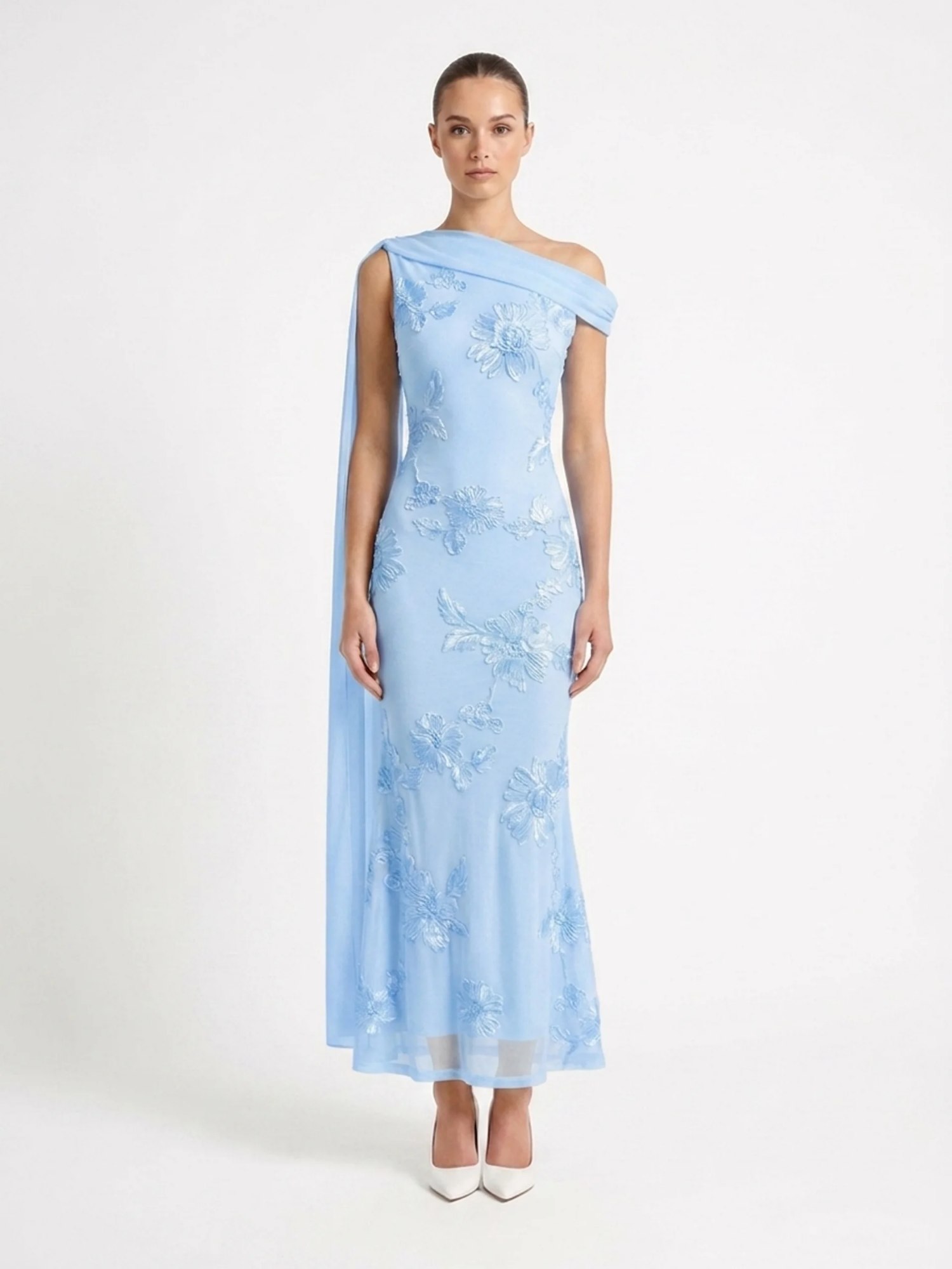 HADASSAH Women's Sleeveless Floral Appliqué Maxi Dress