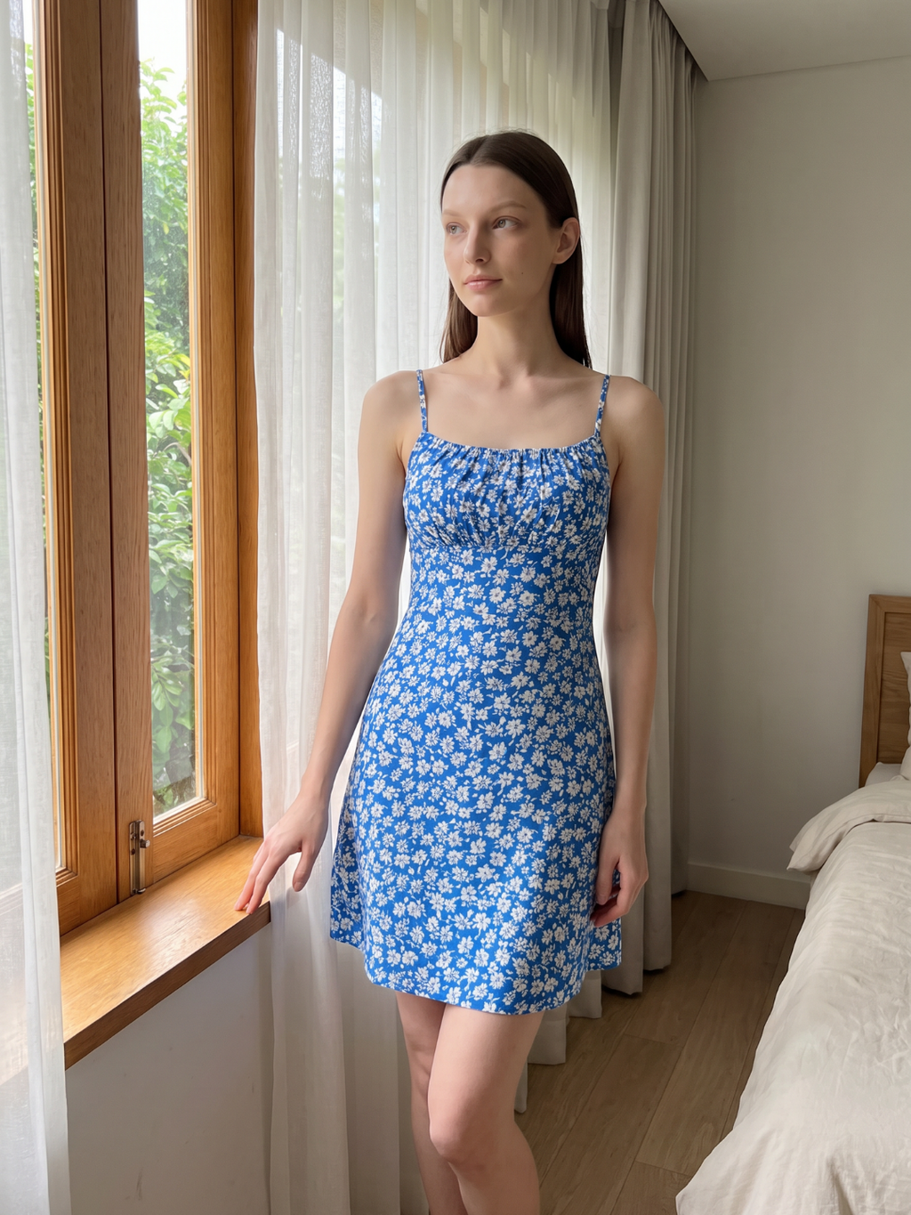 Lainey | Floral Print Square Neck A-Line Mini Sundress