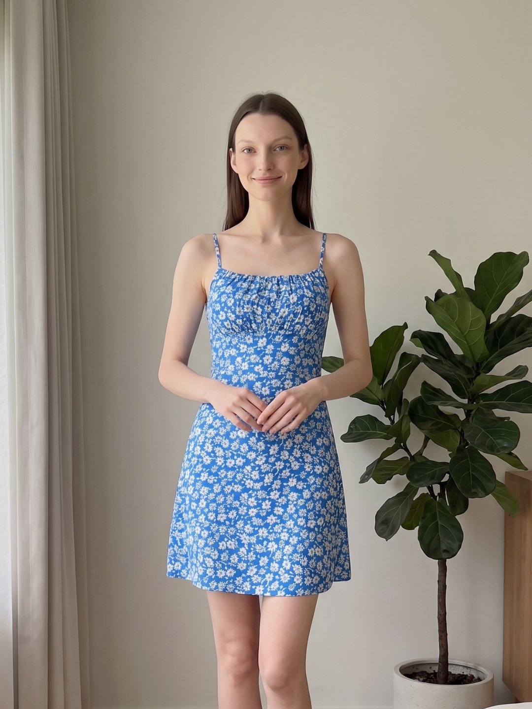 Lainey | Floral Print Square Neck A-Line Mini Sundress