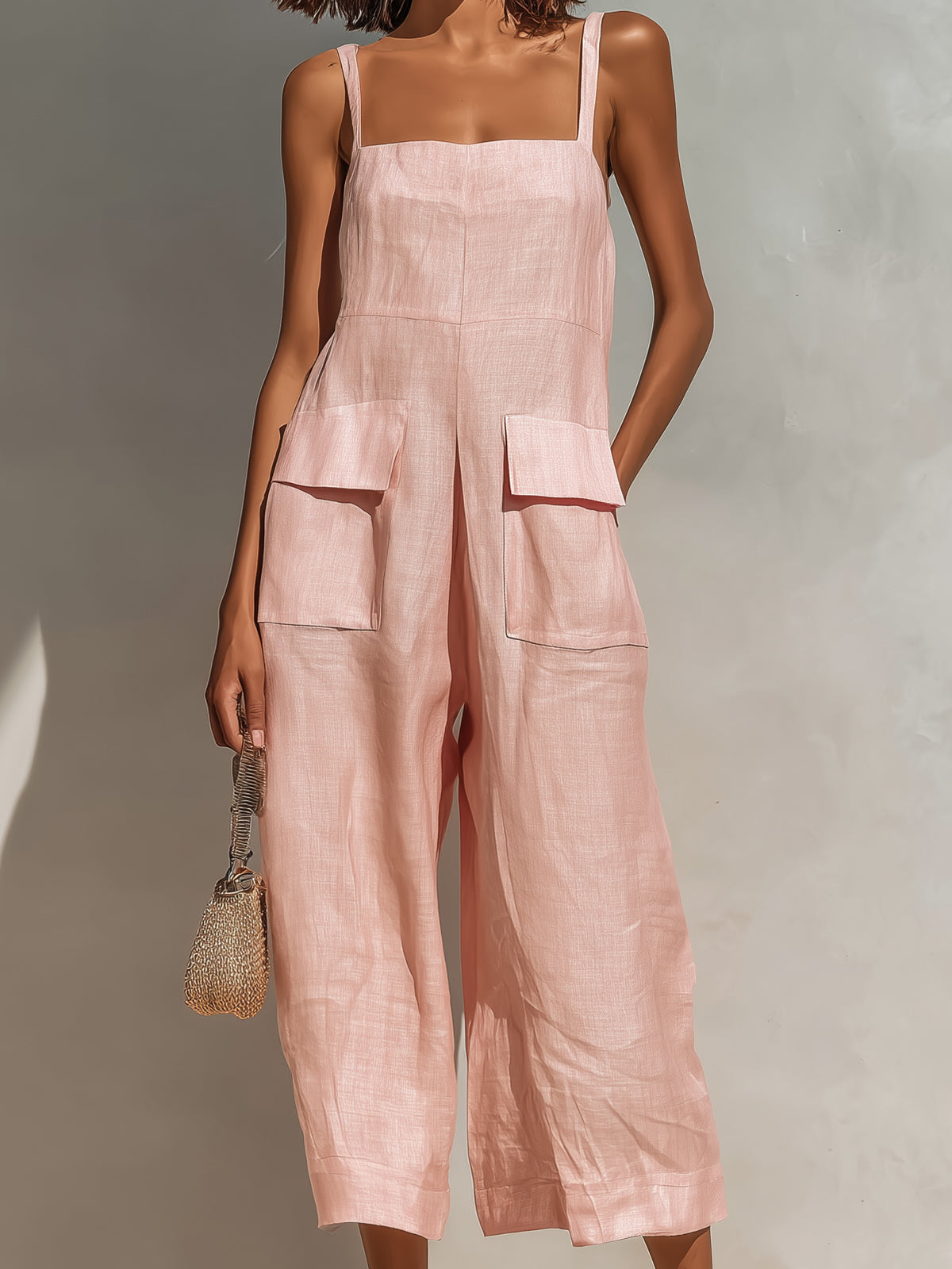 Eleanor | Linen Wide-Leg Cargo Jumpsuit