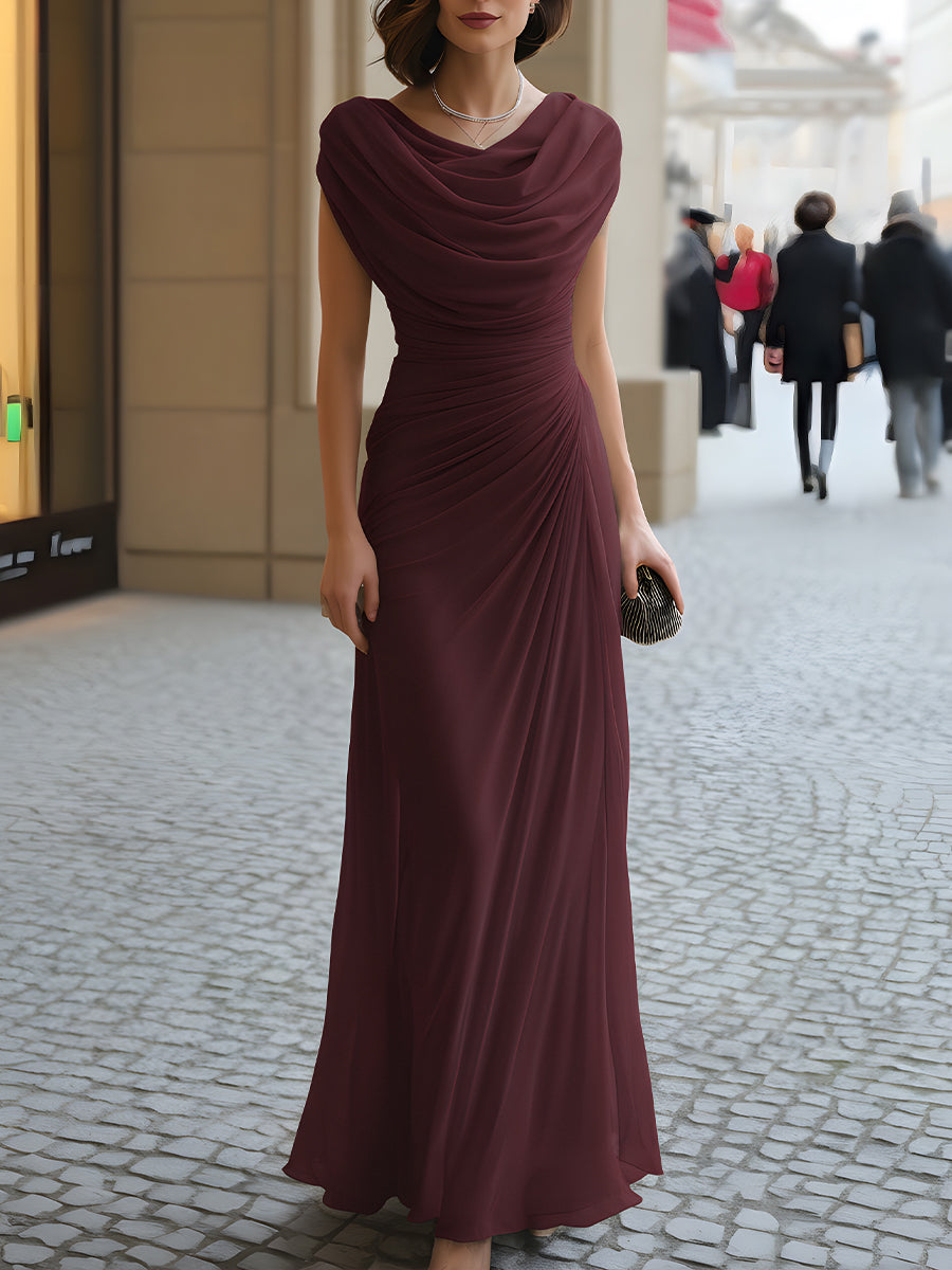 Sienna | Draped Cowl Neck Wedding Guest Dress