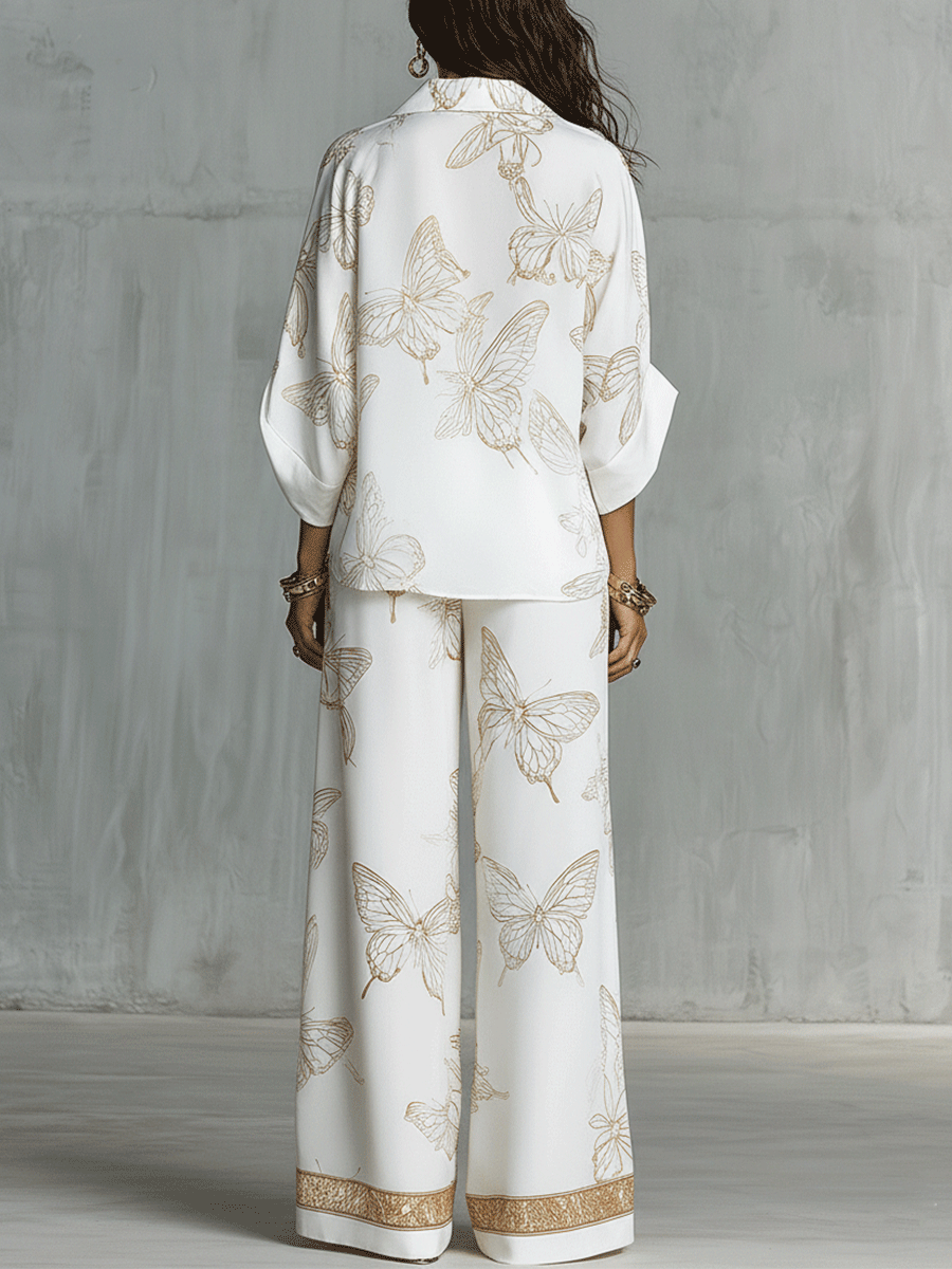 Adriana | Butterfly Print Wide-Leg Co-ord Set