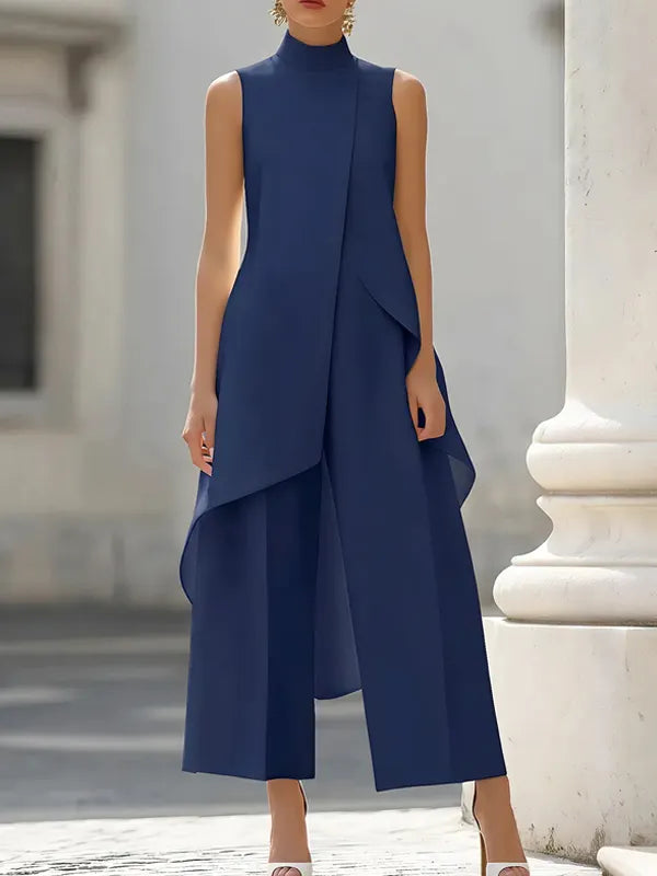 Adelina | Draped Mock-Neck Vest Wide-Leg Co-ord Set