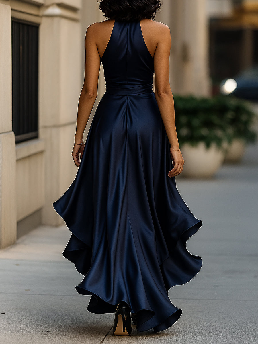 Mia | Halter Wrap High-Low Maxi Dress
