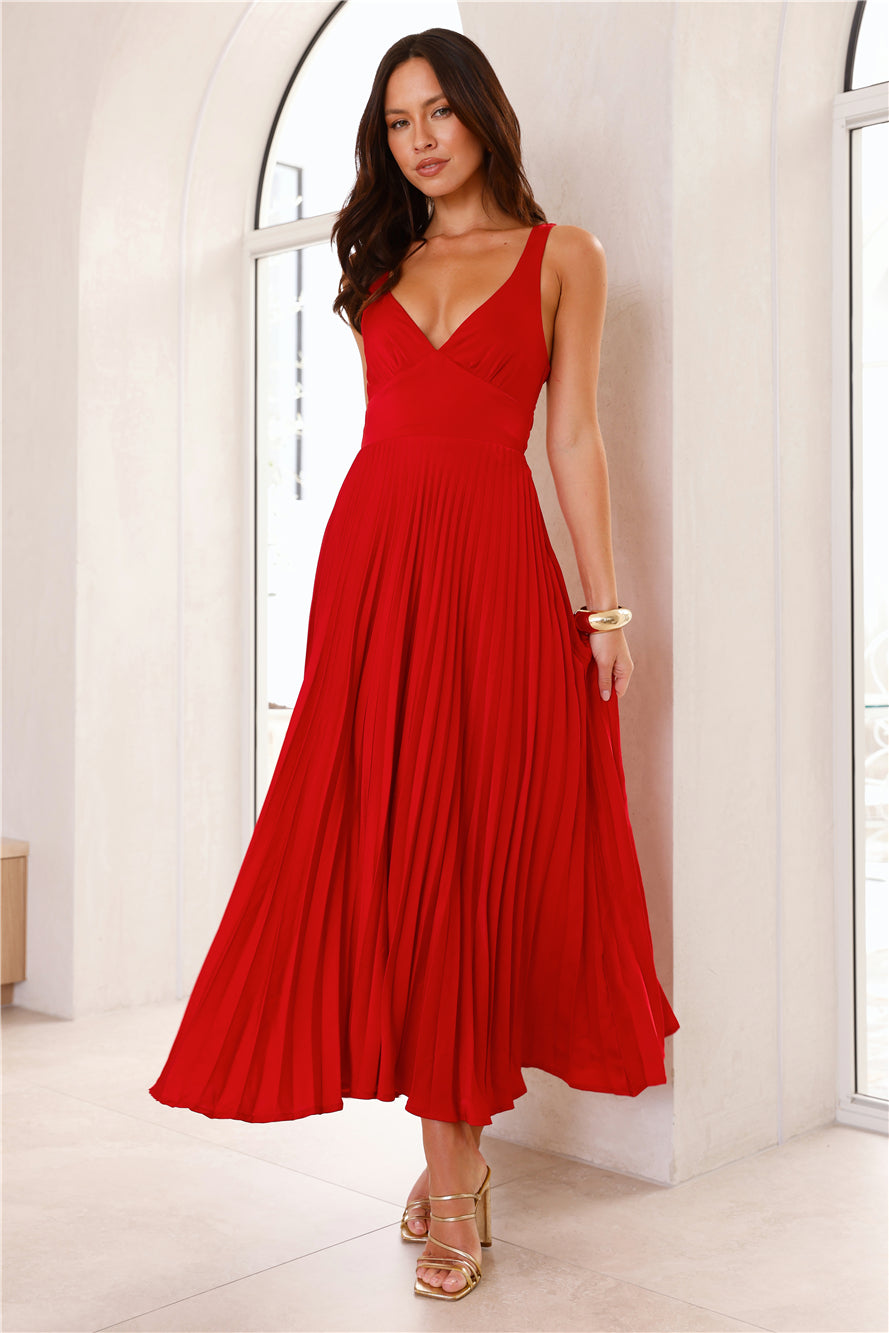 Brooke | V-Neck Pleated Midi Dress