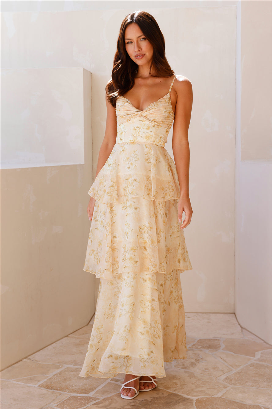 Lena | V-Neck Tiered Floral Maxi Dress