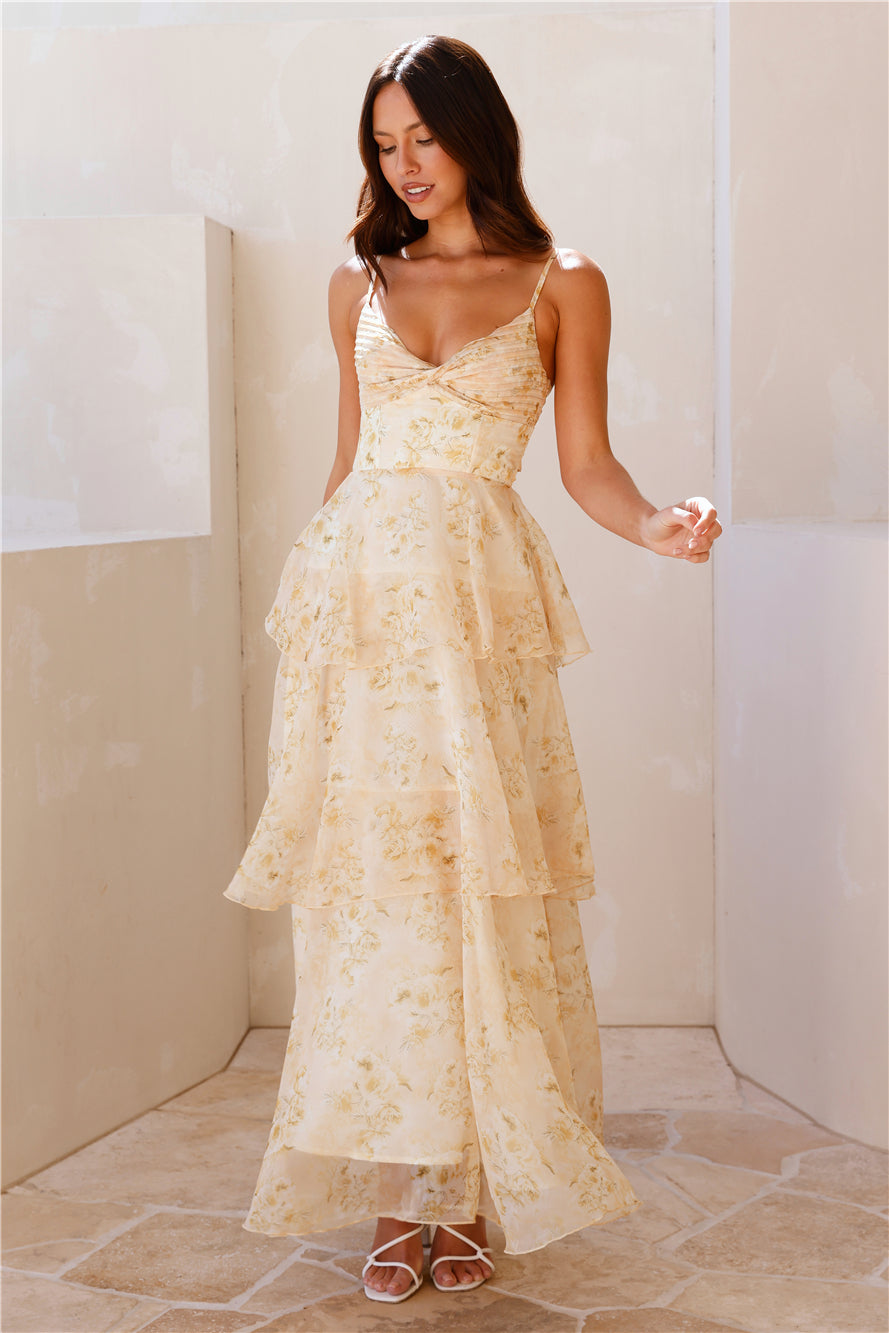 Lena | V-Neck Tiered Floral Maxi Dress