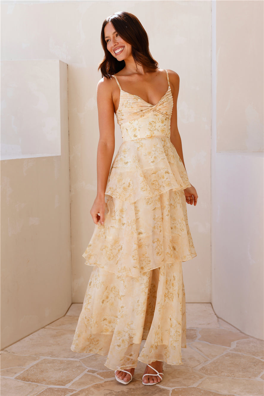 Lena | V-Neck Tiered Floral Maxi Dress