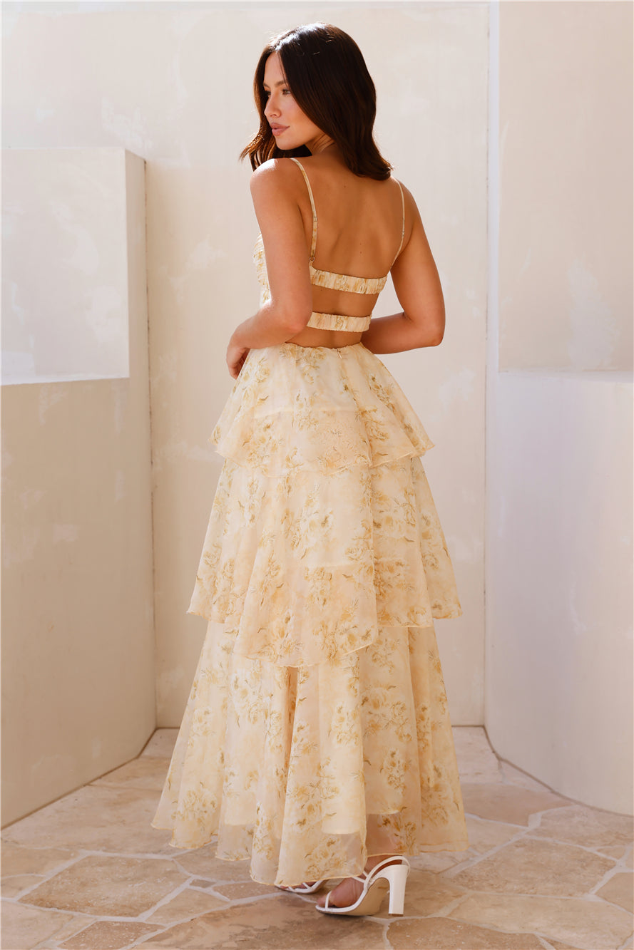 Lena | V-Neck Tiered Floral Maxi Dress