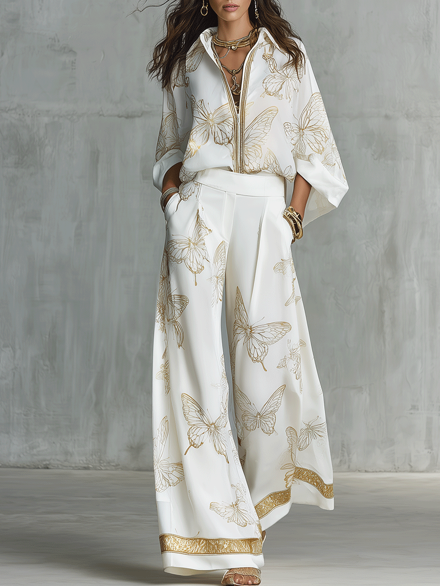 Adriana | Butterfly Print Wide-Leg Co-ord Set