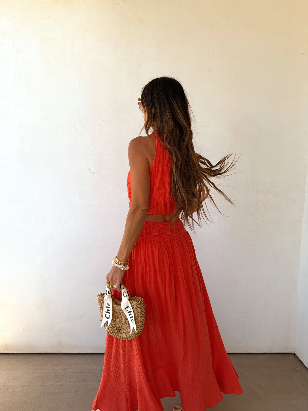 Brooklyn | Cotton Gauze Halter Crop Top Button Maxi Skirt Co-ord Set