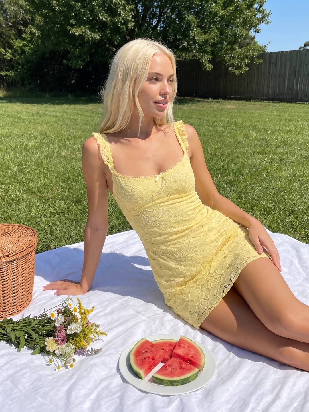 Susanna | Floral Lace Ruffle Strap A-Line Mini Dress