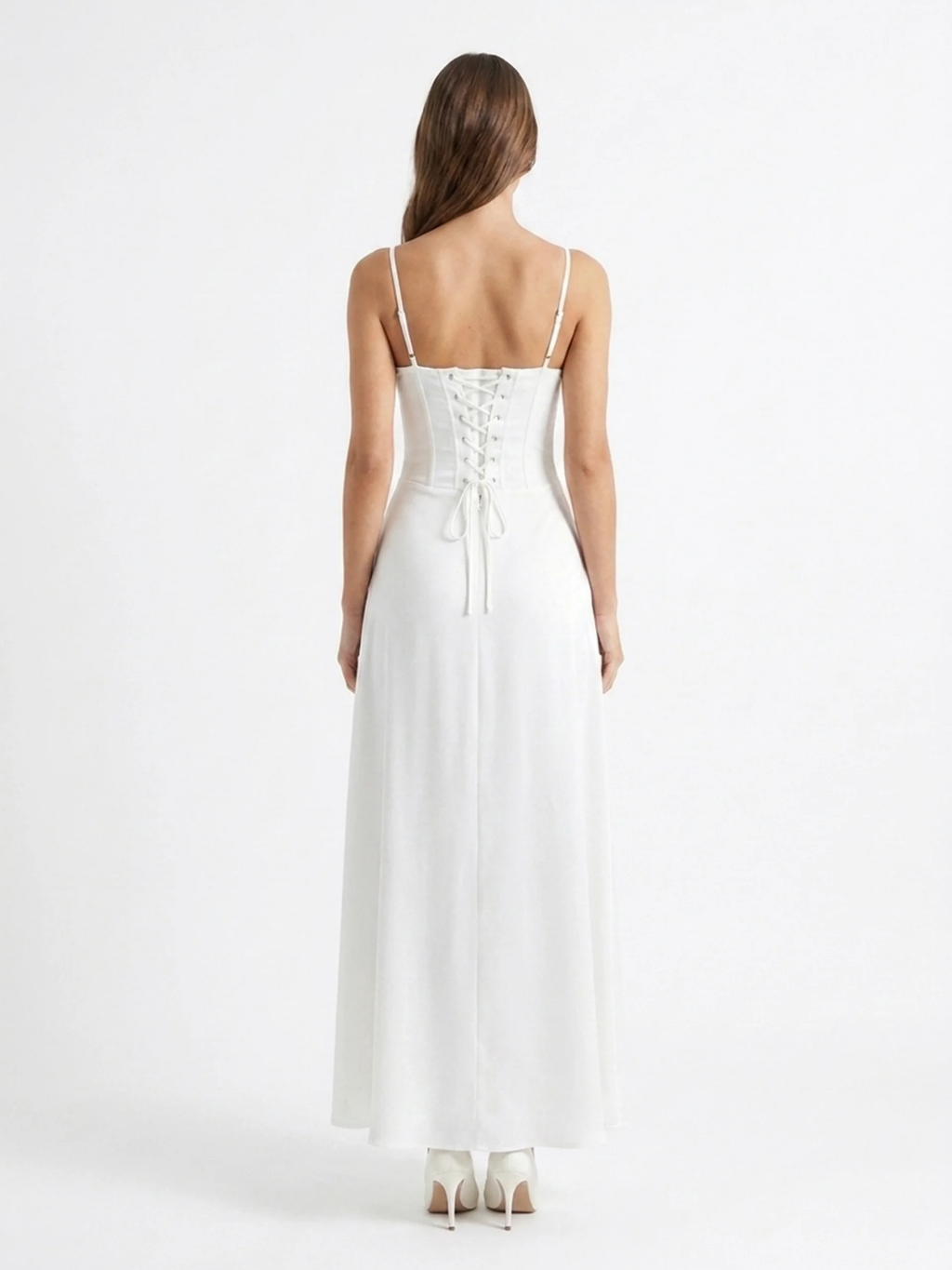 OAKLEE Women's Spaghetti Strap Tie-Front A-Line Maxi Dress