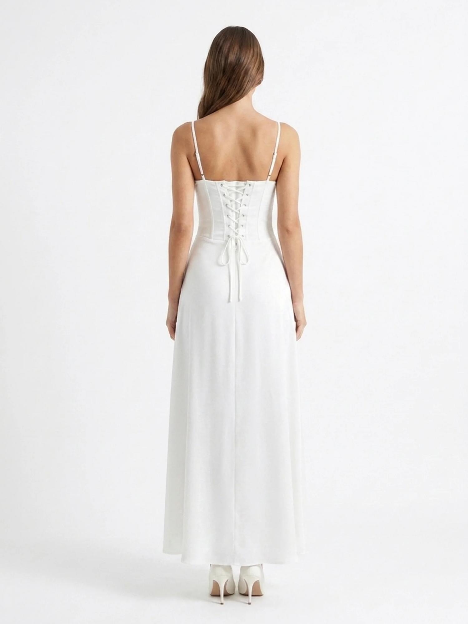 OAKLEE Women's Spaghetti Strap Tie-Front A-Line Maxi Dress