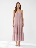 Abigail | Ruched Neckline Frill Tiered Flowy Maxi Dress