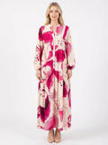 RAYLEE Women's Long Sleeve Abstract Print Maxi Shirt Dress