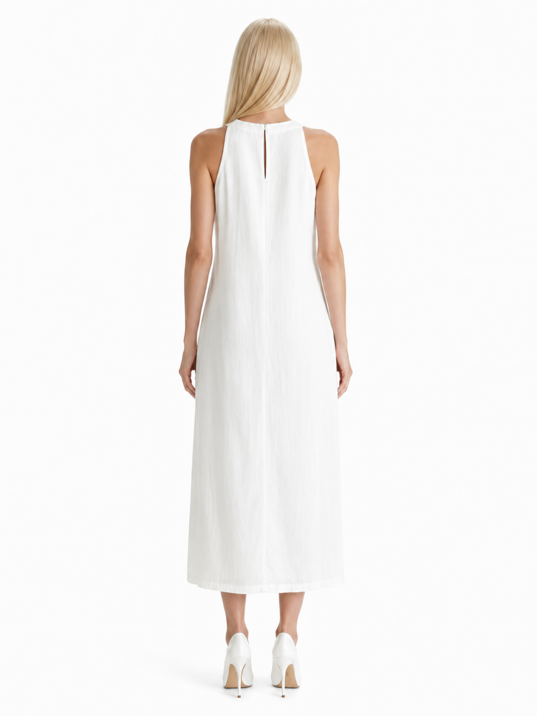 OPHELIE Women's Sleeveless Embroidered Mandarin Collar Midi Dress