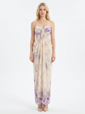 WYNTER Women's Spaghetti Strap Floral Print Draped Maxi Dress