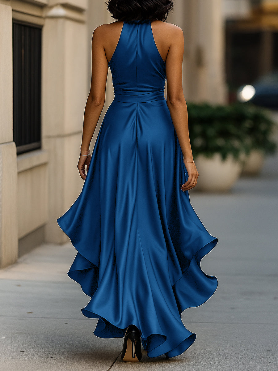Mia | Halter Wrap High-Low Maxi Dress