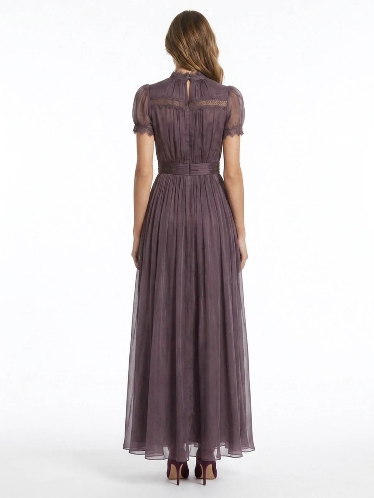 SAYLOR Women's Lace Keyhole Chiffon Maxi Dress