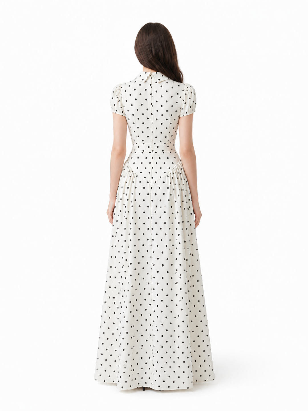ADALINE Women's Short Sleeve Polka Dot Maxi Dress