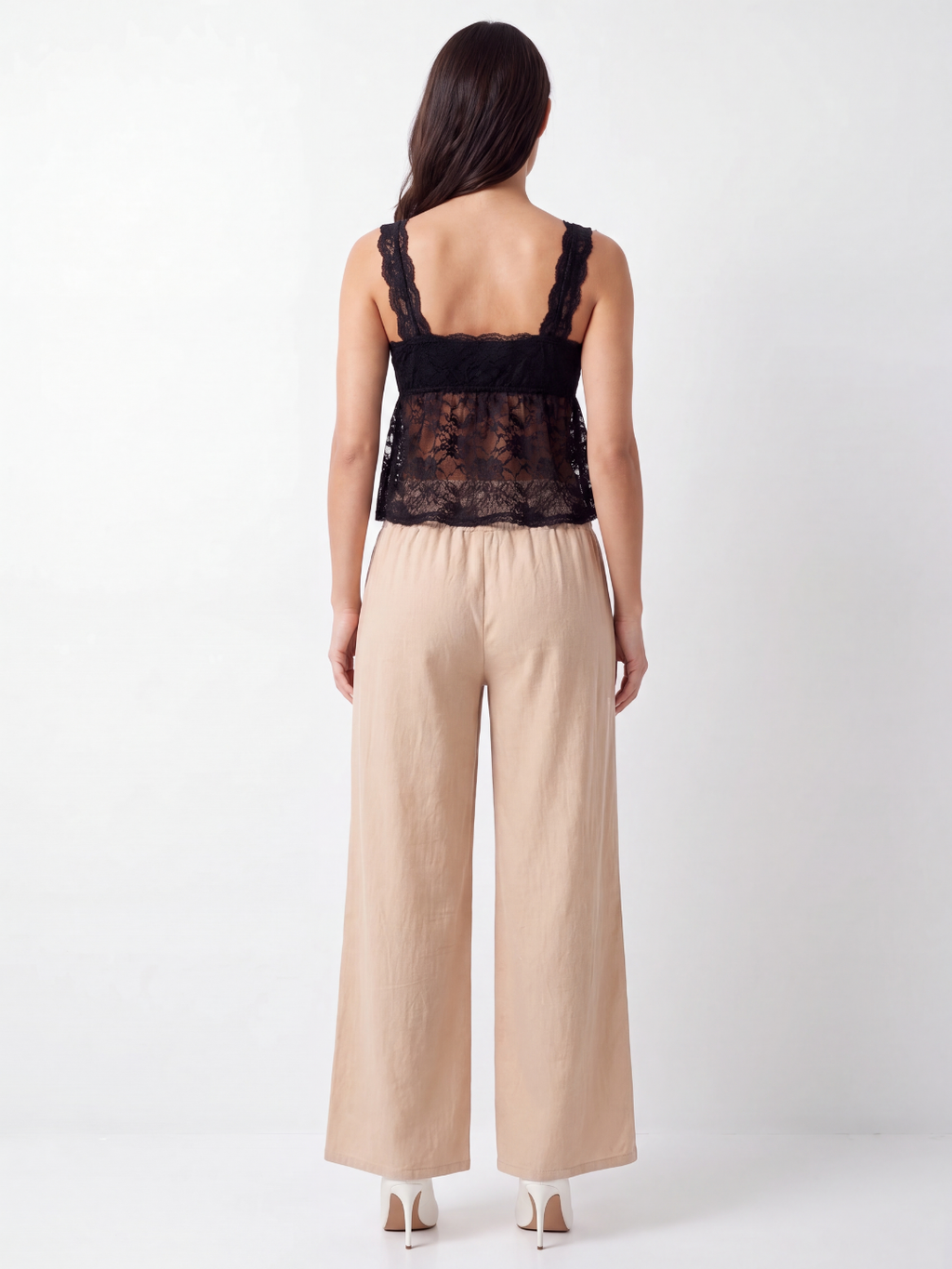 JOCELYN Women's High Waist Wide Leg Cotton Linen Trousers