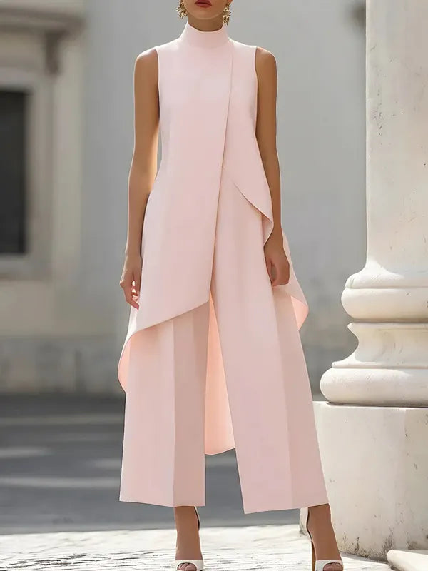 Adelina | Draped Mock-Neck Vest Wide-Leg Co-ord Set