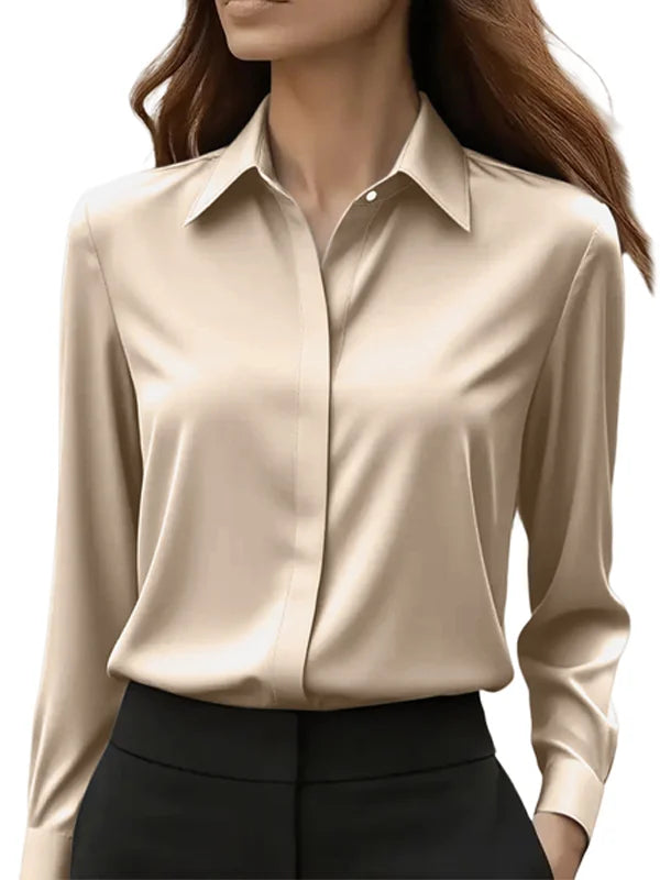 Eleonora | Satin Collared Wrap V-Neck Top