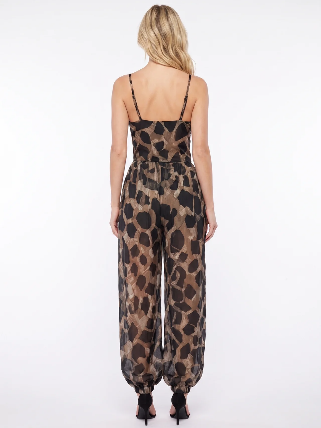 Ella | Tie-Front Deep V Printed Wide-Leg Jumpsuit