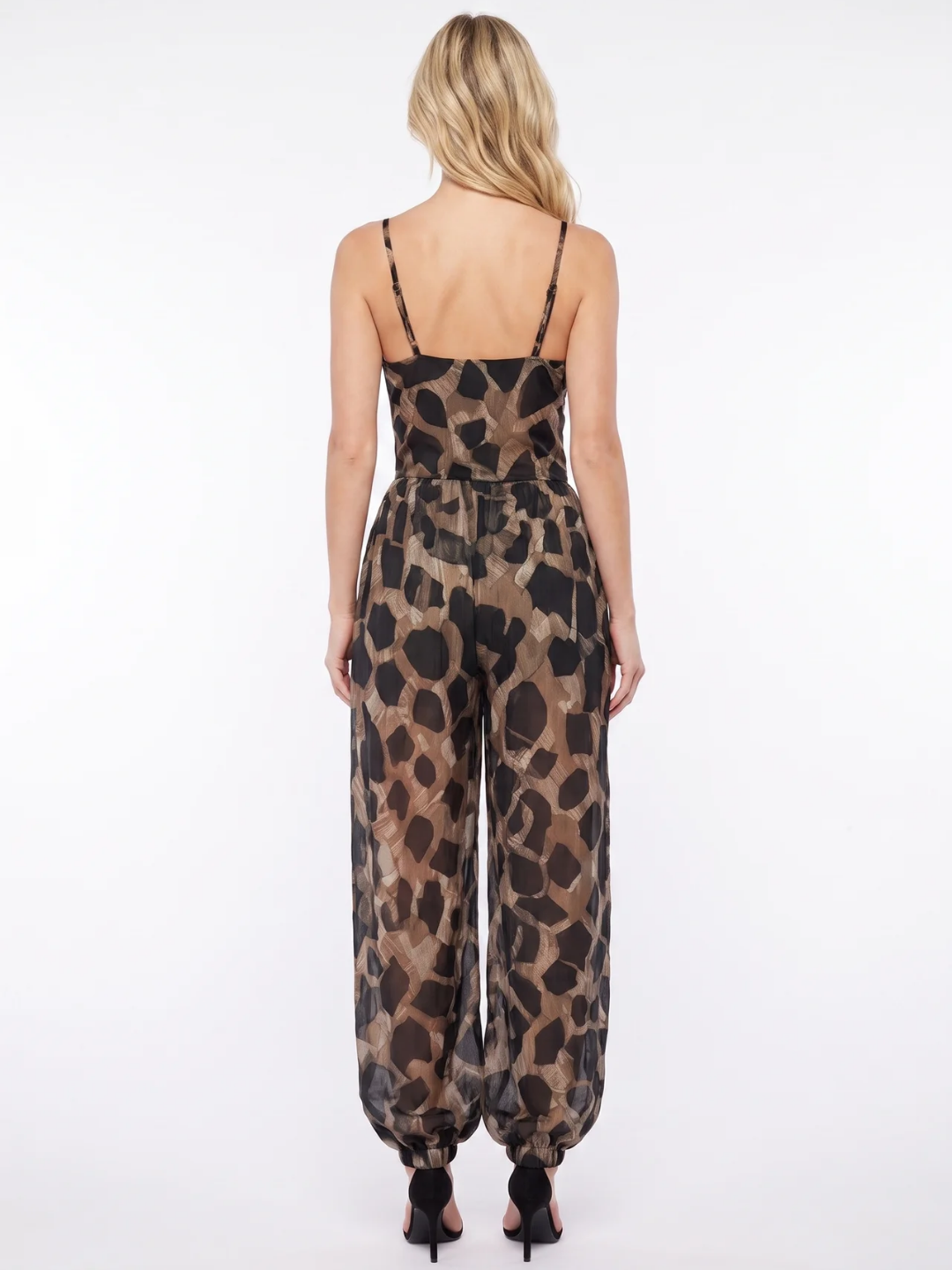 Ella | Tie-Front Deep V Printed Wide-Leg Jumpsuit
