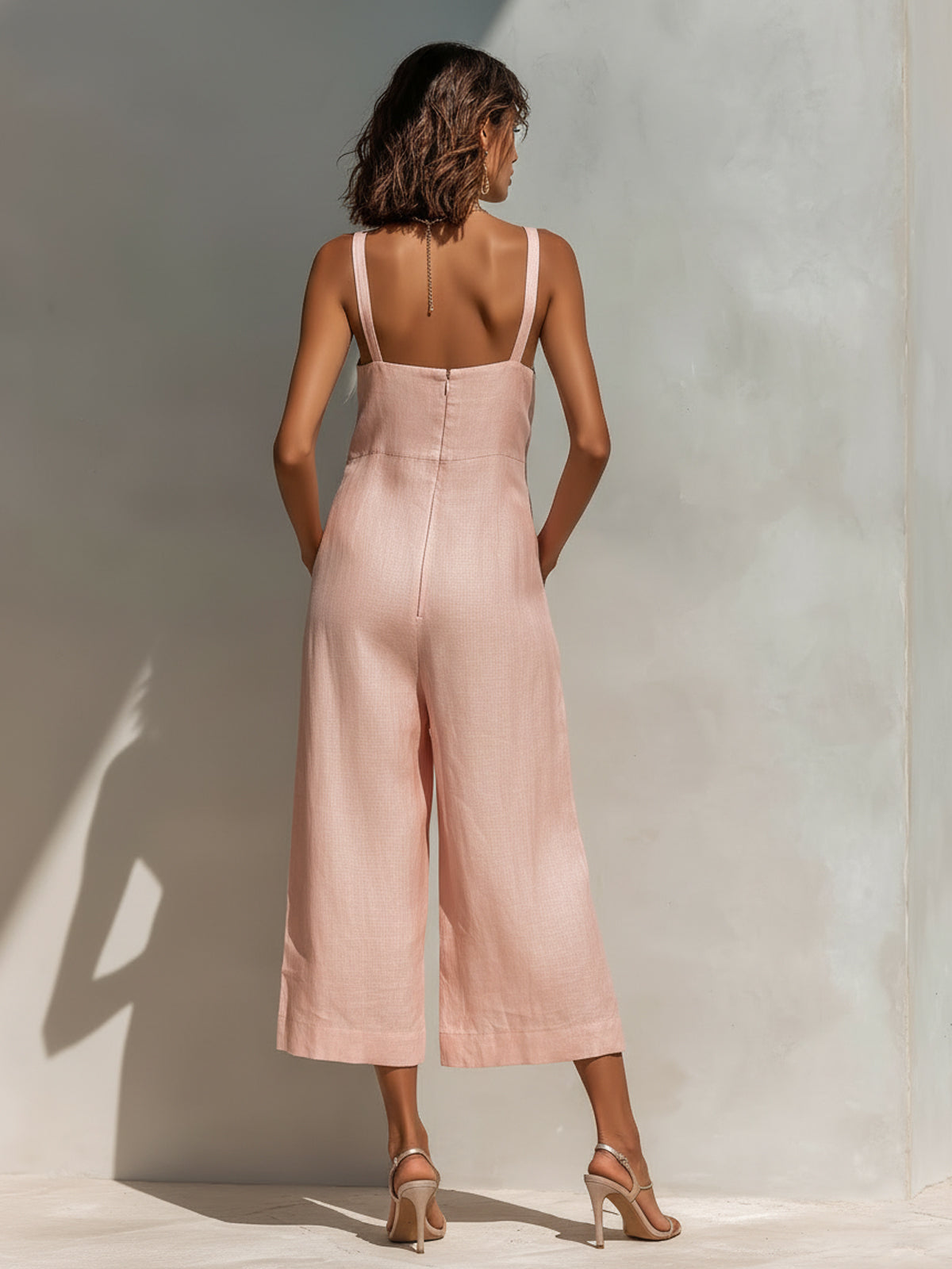 Eleanor | Linen Wide-Leg Cargo Jumpsuit