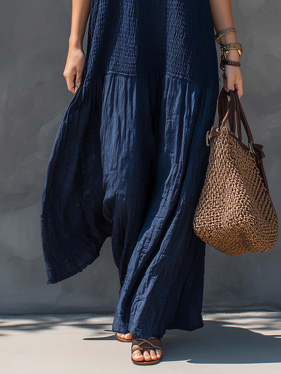 Trudy | Smocked Linen Tiered Maxi Dress