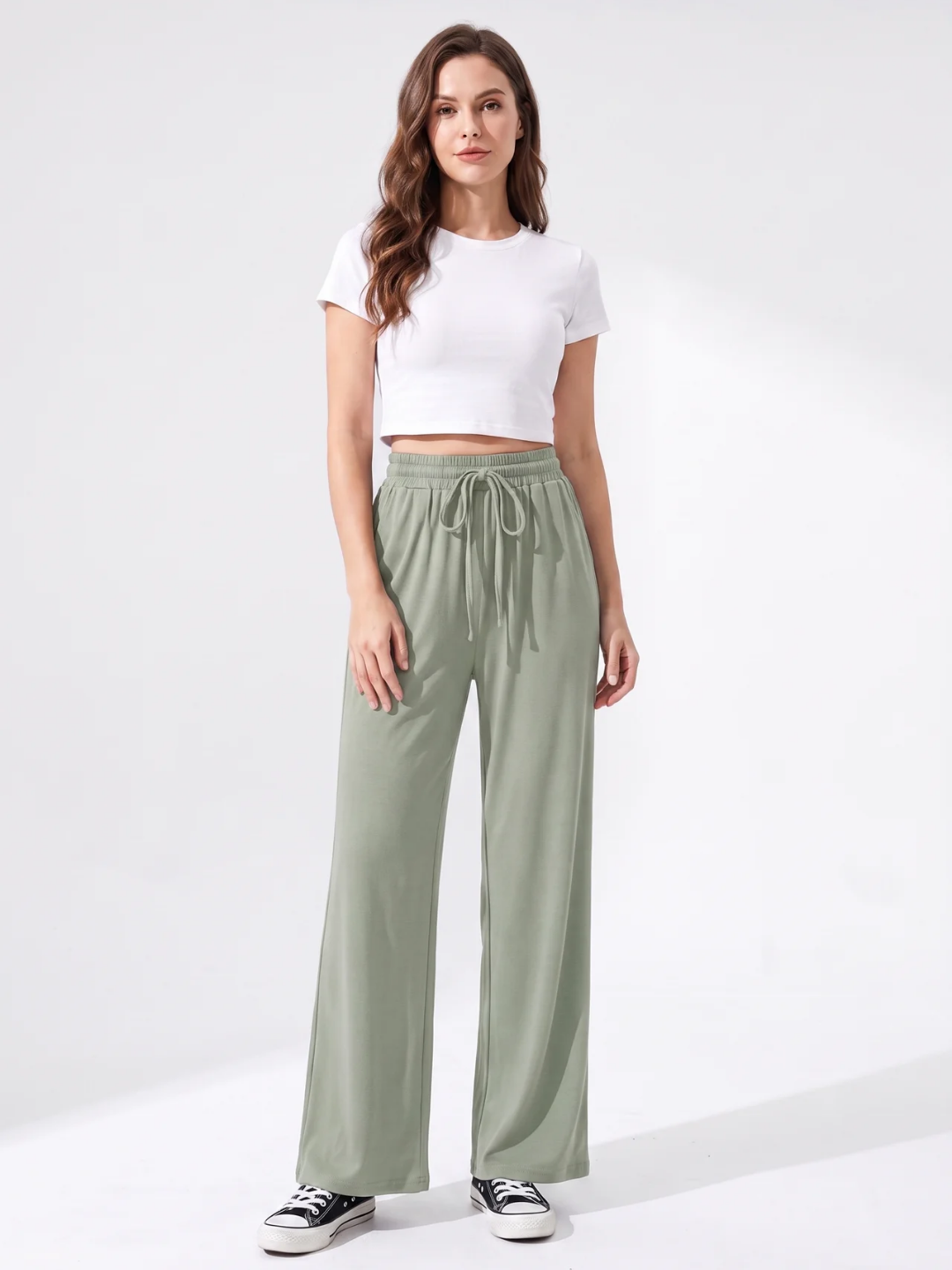 Emily | Drawstring High Waist Wide-Leg Trousers