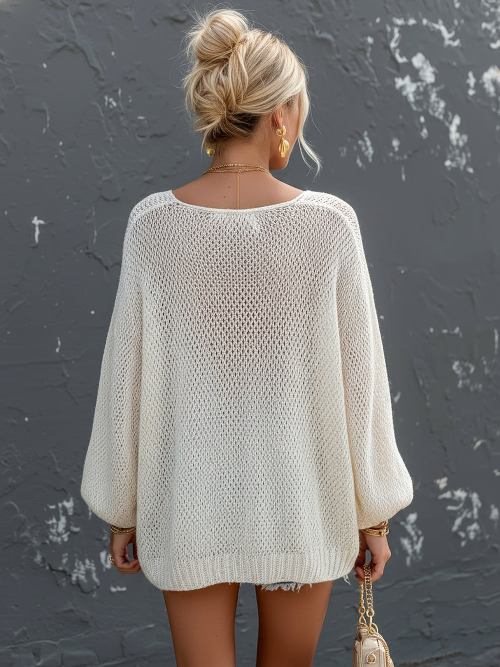 Daisy | Crochet Knit Scoop-Neck Sweater Top
